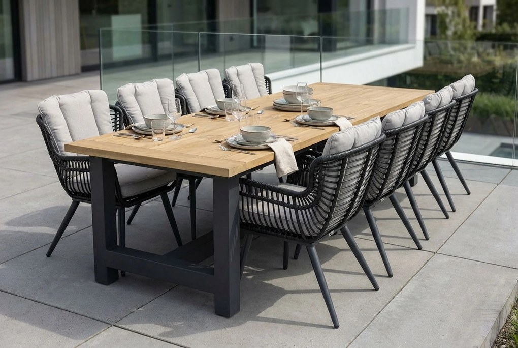 Tuinset 8 personen 300 cm Wicker/Aluminium/Aluminium/wicker Zwart Coco Azzano/San