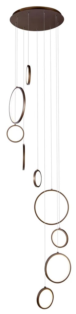Design hanglamp donker brons 9-lichts incl. LED 3-staps dimbaar - Vide Anella
