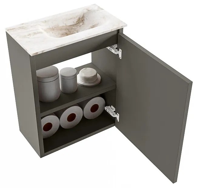 Mondiaz Ture DLux toiletmeubel 40cm smoke met wastafel frappe rechts zonder kraangat