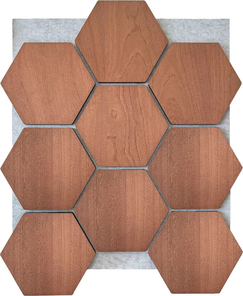 Hexagon Panel Gerookt Eiken met Grijs Vilt 81CM | Akoestisch | Wanddecor | Zeshoekig- Grijs vilt