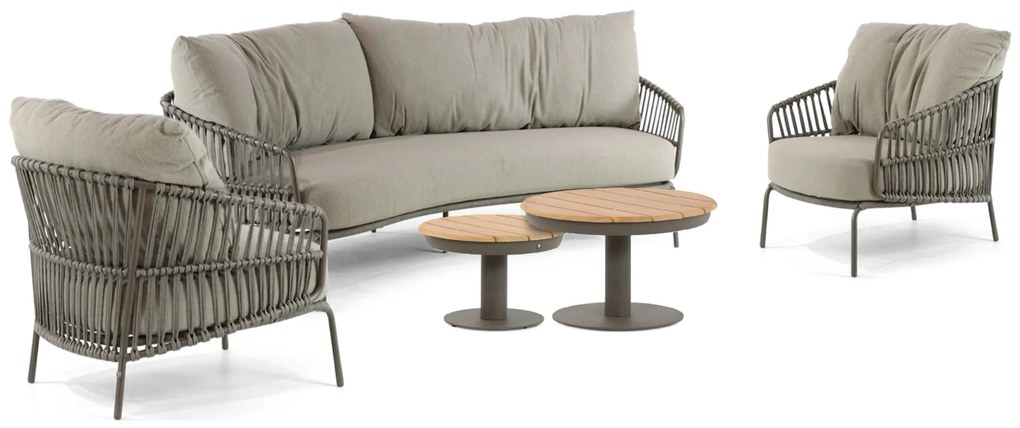 Stoel en Bank Loungeset 5 personen Aluminium/rope Taupe 4 Seasons Outdoor Capalbio/Salerno