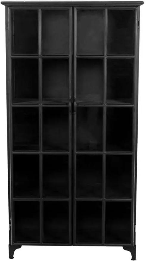 HSM Collection vitrinekast Manhattan - zwart - 90x40x180 cm - Leen Bakker