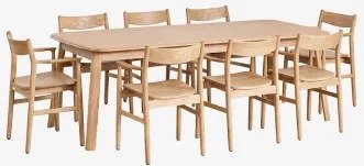 Uitbreidbare Eettafelset 220-320x95 Cm Treveris En 8 Eikenhouten Eetkamerstoelen Mireita Eikenhout - Sklum