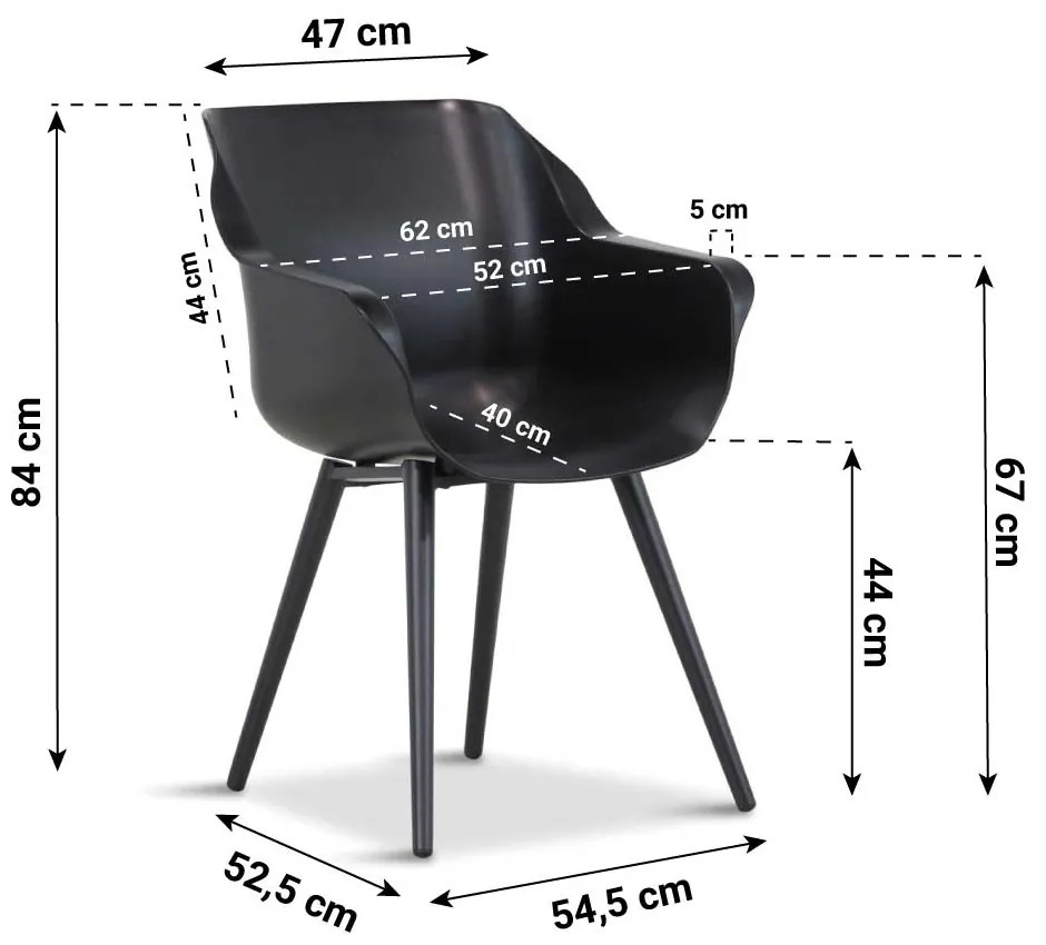 Tuinset 6 personen 240 cm Kunststof Zwart Hartman Sophie