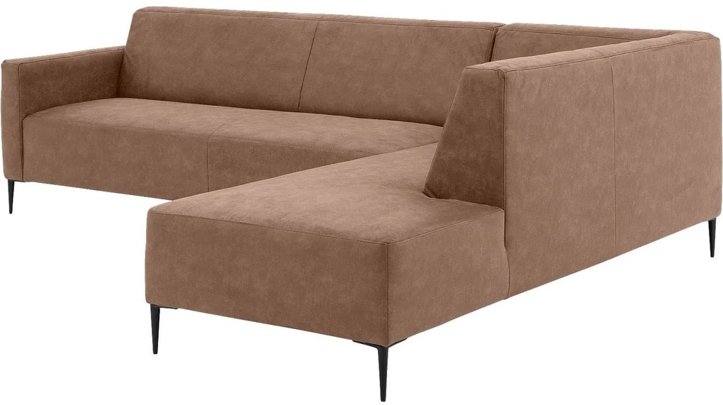 Goossens Key West bruin, micro leer, 3-zits, modern design met ligelement rechts