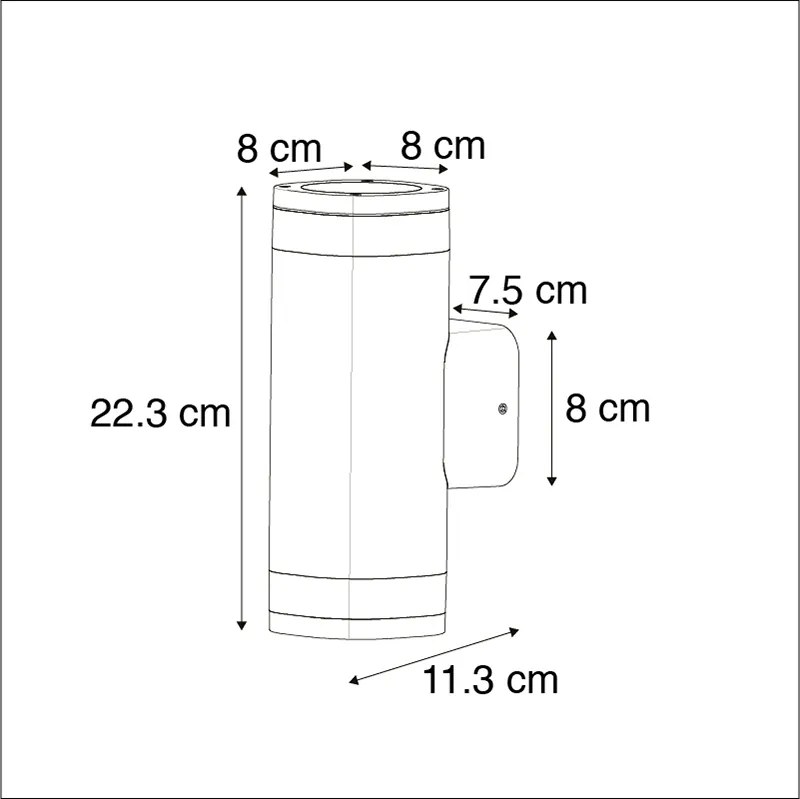 Moderne buitenwandlamp vierkant 2-lichts antraciet - Fox Modern GU10 IP54 Buitenverlichting cilinder / rond