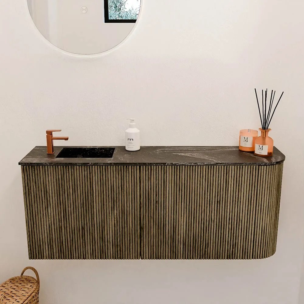 Mondiaz Joya DLux 100cm toiletmeubel ronding rechts dusk met wastafel faye links 1 kraangat lava