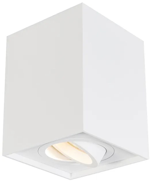Moderne opbouwSpot / Opbouwspot / Plafondspot wit draai-en kantelbaar - Quadro 1 Up Design, Modern GU10 kubus / vierkant vierkant Binnenverlichting Lamp