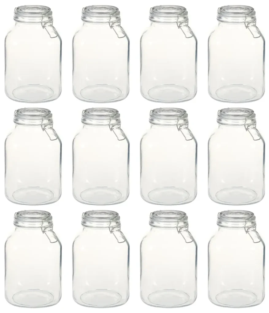 vidaXL Potten met sluiting 12 st 3 L glas