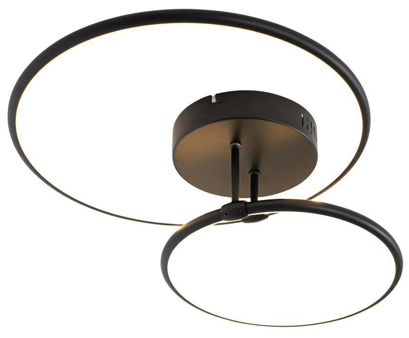 Design plafondlamp zwart incl. LED 3-staps dimbaar 2-lichts - Joaniqa Modern rond Binnenverlichting Lamp