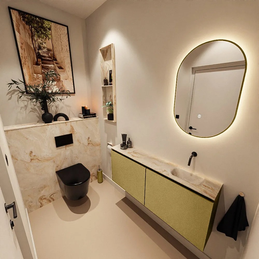 Mondiaz Ture DLux toiletmeubel 120cm oro met wastafel frappe rechts zonder kraangat