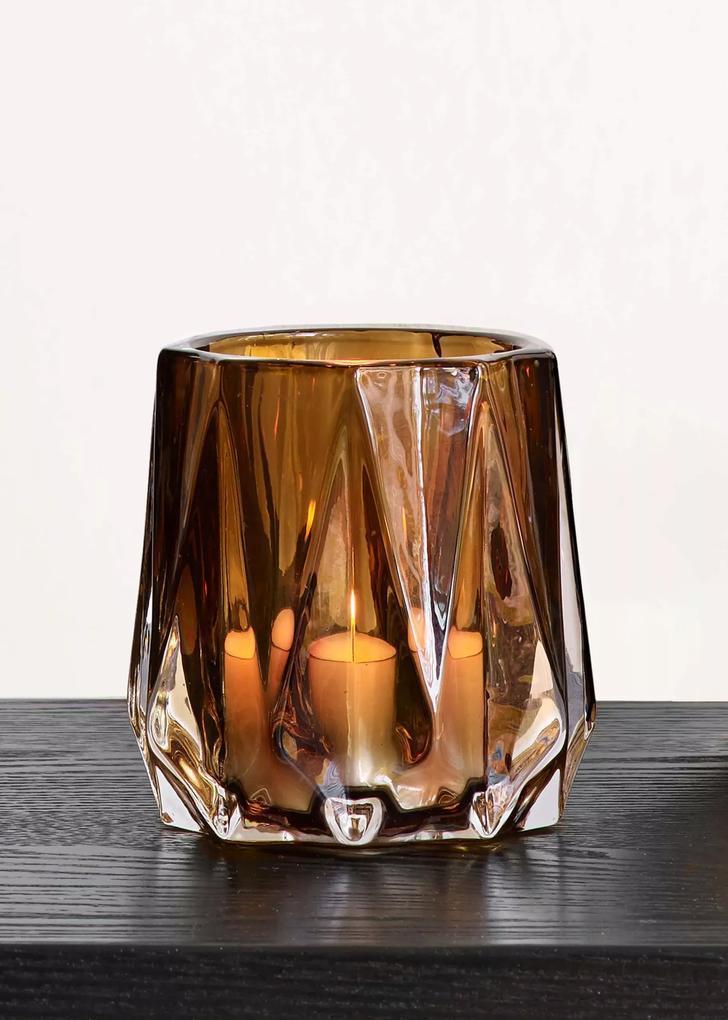 Waxinelichthouders glas – waxinelichthouders Cherokee, 2 st. – waxinelichthouders bruin