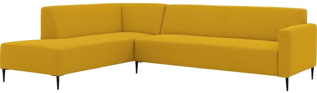 Goossens  Key West geel, stof, 3-zits, modern design met ligelement links