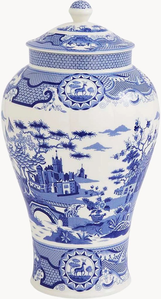 Porseleinen vaas Blue Italian Gothic Castle, H 36 cm
