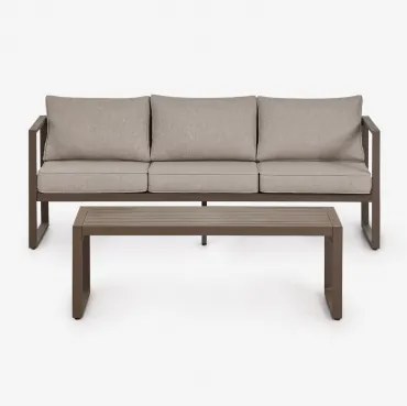 Tuinset Met 3-zitsbank En Salontafel Van Aluminium 110x55cm Lipov Bruin – Chocolade - Sklum