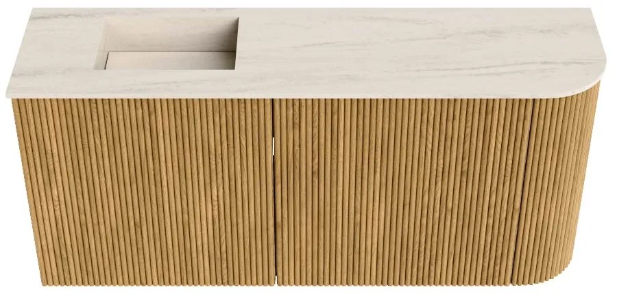Mondiaz Joya DLux 90cm toiletmeubel ronding rechts oak met wastafel faye links 1 kraangat meli