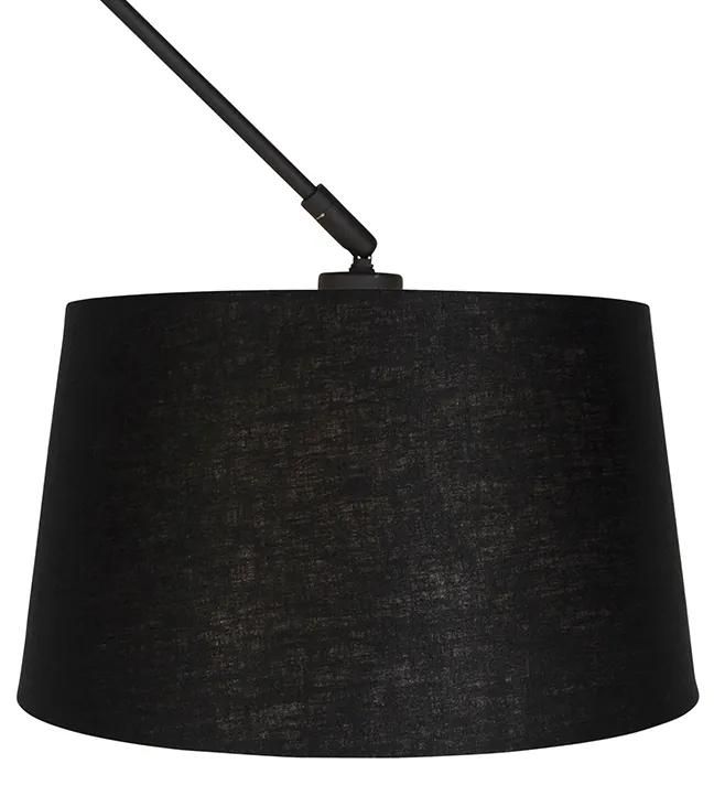 Hanglamp zwart met linnen kap zwart 35 cm - Blitz Modern E27 cilinder / rond rond Binnenverlichting Lamp