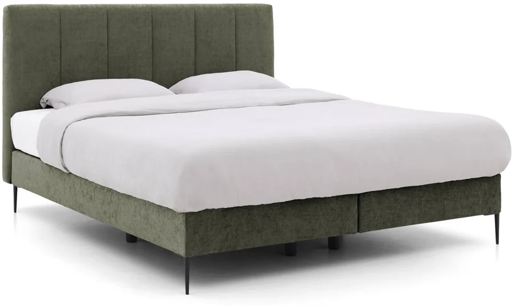 Goossens Boxspring Ease Solid Incl. Matras, Vlak 140 x 200 cm (=2x 70 x 200 cm) met hoofdbord + 2x matras shapes 1