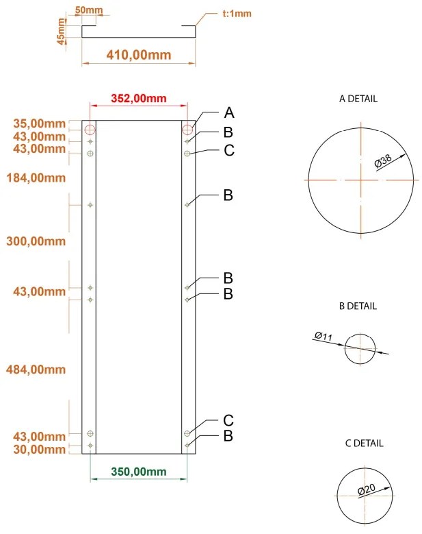 Eastbrook Wingrave paneelradiator 40x120cm antraciet 593W