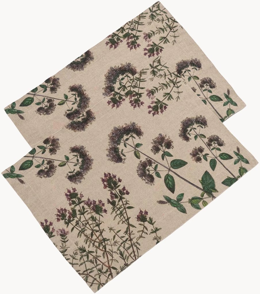 Linnen placemats Thyme & Oregano, 2-delig