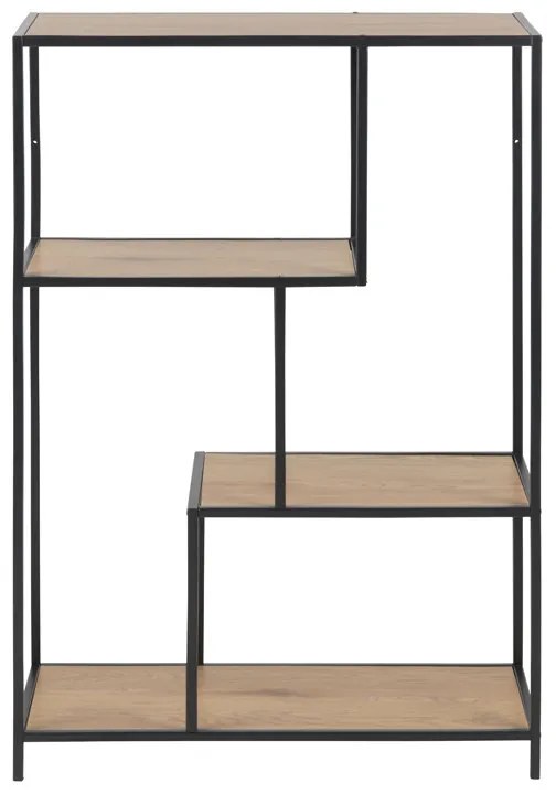 Open Boekenkast Metaal Met Eiken - 77x35x114cm.