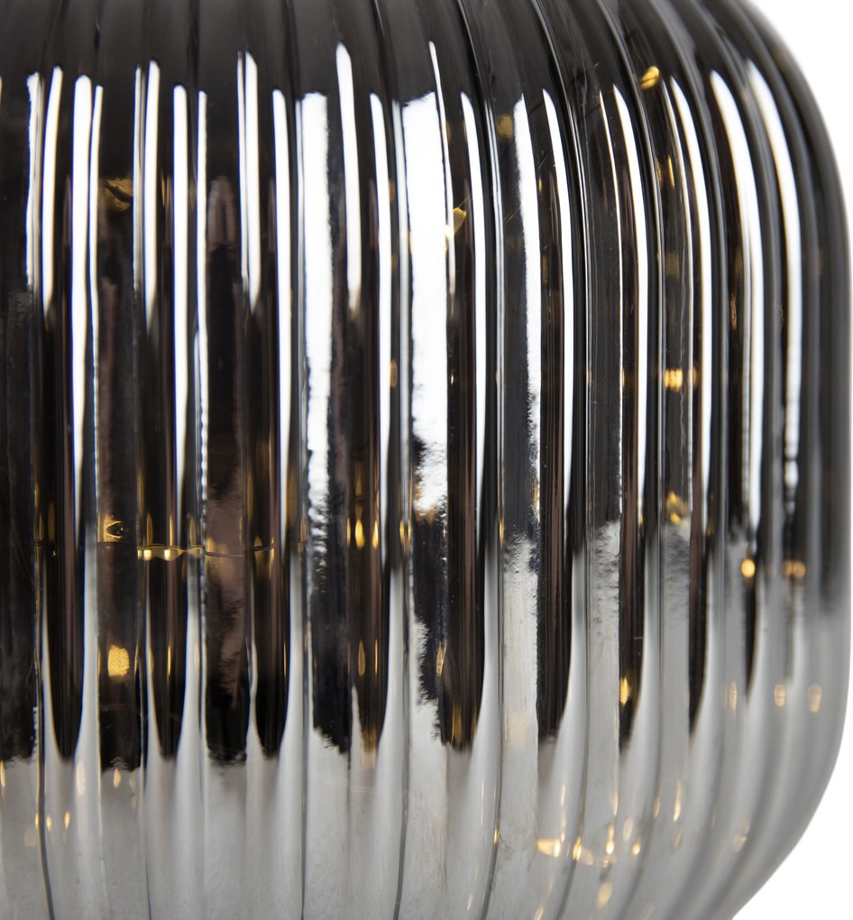 Art Deco tafellamp zwart met smoke glas incl. E27 lichtsnoer - Karel
