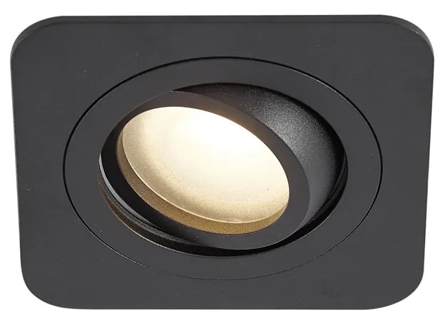 Set van 6 Afgeronde inbouwspot zwart GU10 50mm draai- en kantelbaar IP44 - Alberto