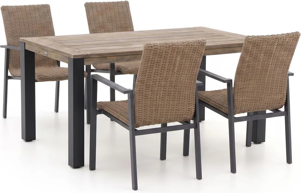 Diningset Manifesto  | 4 personen teakhout | Tuinset stapelbaar | 5-delig | Kees Smit Tuinmeubelen