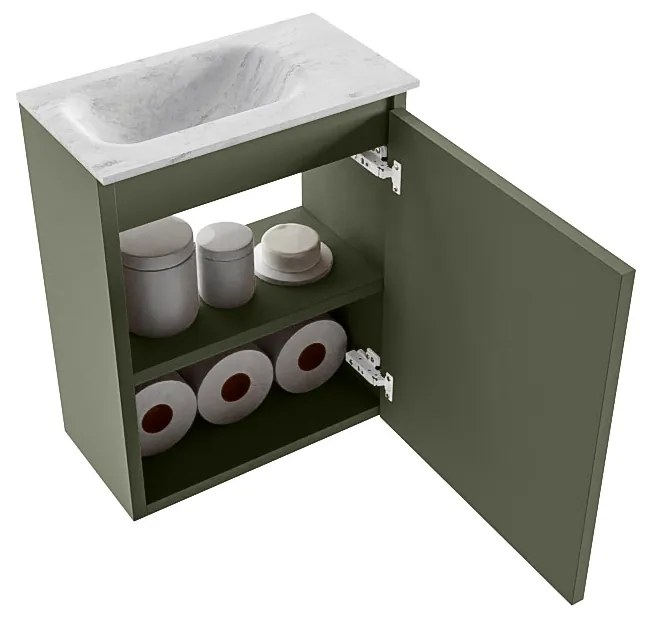 Mondiaz Ture DLux toiletmeubel 40cm army met wastafel opalo links zonder kraangat