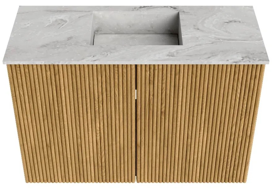 Mondiaz Joya DLux 60cm toiletmeubel oak met wastafel faye midden zonder kraangat glace