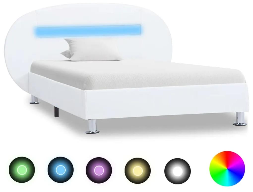 vidaXL Bedframe met LED kunstleer wit 90x200 cm