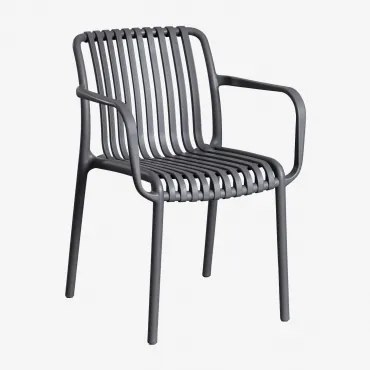Pack Van 2 Tuinstoelen Met Armleuningen Van Polypropyleen Wendell Grijs – Grafiet - Sklum