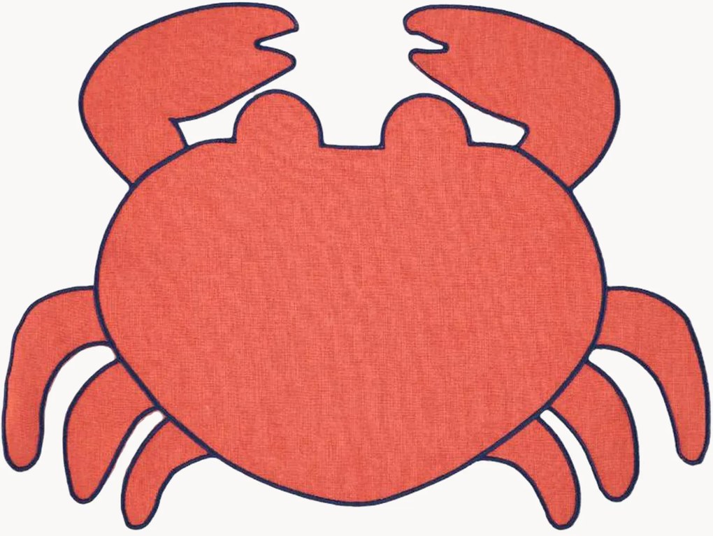 Placemat Crab in krabvorm met geborduurde rand