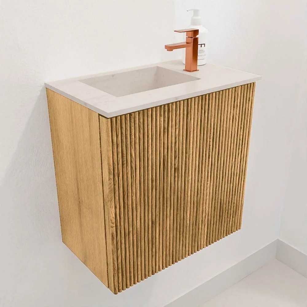 Mondiaz Joya DLux 40cm toiletmeubel oak met wastafel faye links 1 kraangat meli