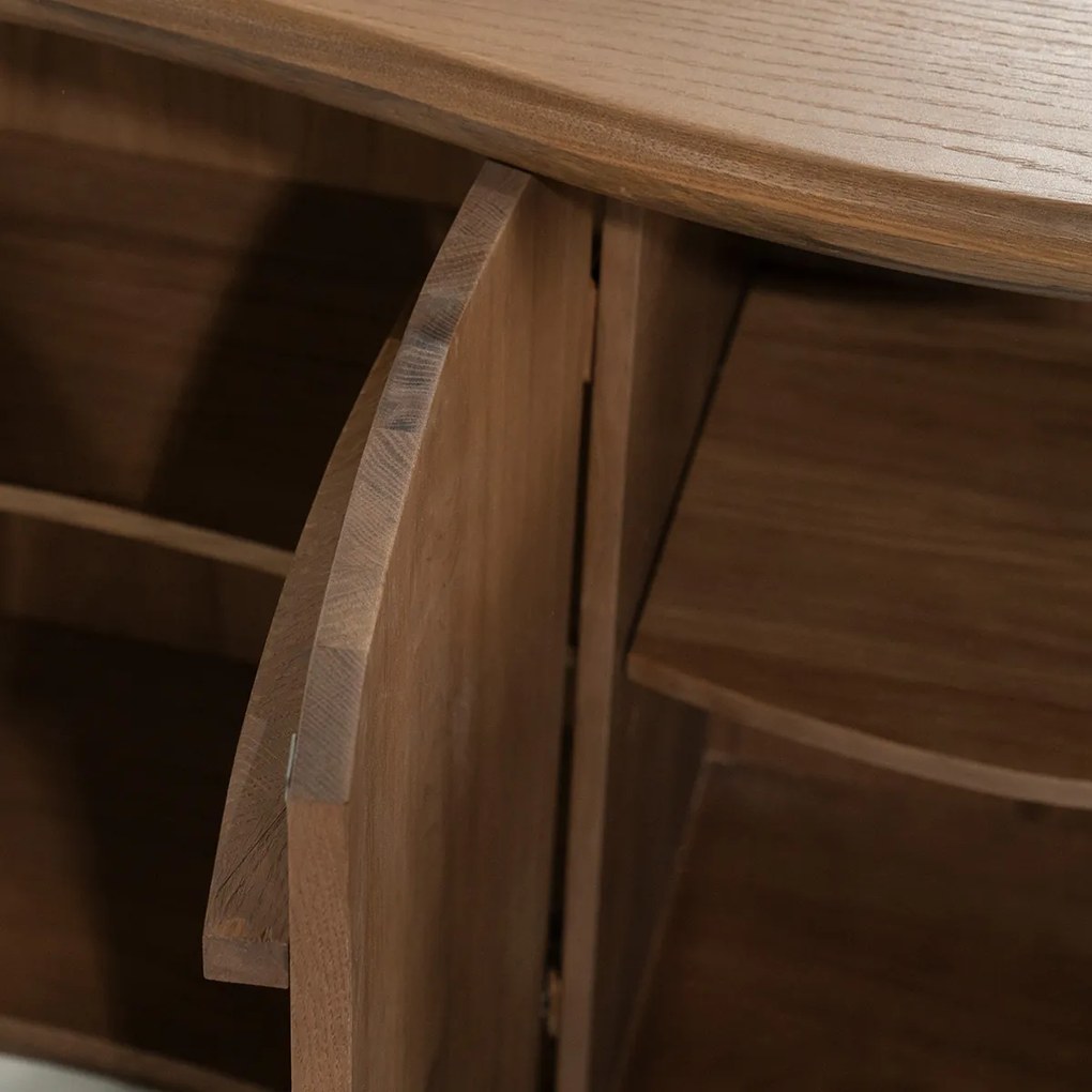 Eiken Dressoir Golvend Design Bruin - 180x50x80cm.
