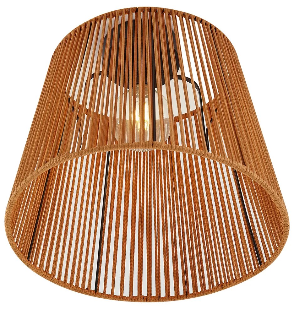 Japandi buiten plafondlamp met oranje touw IP54 - JaylaJapandi E27 IP54 Buitenverlichting rond