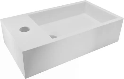 Fontein Toilet Nila - Toiletmeubel Wc Solid Surface - Mat Wit Links 40x22 cm