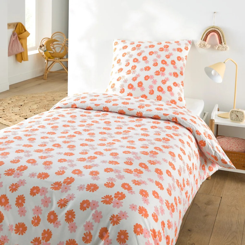 Kinderbedset 50% gerecycled katoen, vierkante kussensloop, Marguerite