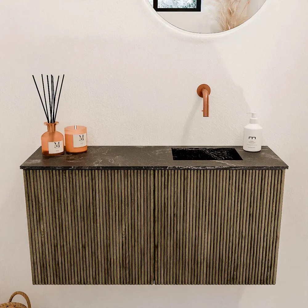 Mondiaz Joya DLux 80cm toiletmeubel dusk met wastafel faye rechts zonder kraangat lava