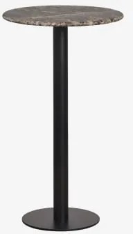 Ronde Hoge Bartafel Ø60 Cm In Natuurlijk Steen Xiren Zwart & Bruin Marmer Emperador - Sklum
