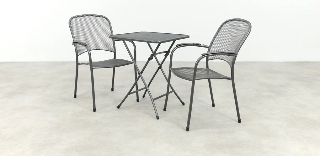 Royal Garden Carlo stapelbare balkonset 3-delig strekmetaal 60x60 cm.