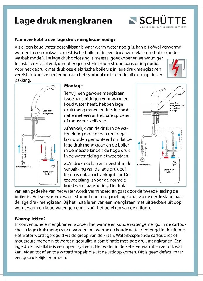 Schutte LONDON ééngreepsmengkraan keuken,lage druk, met uittrekbare sproeier, roestvrij staal-look