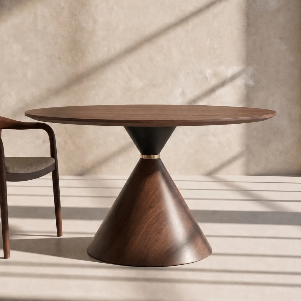 Kare Design Cono Ronde Eettafel Walnoot - 120 X 120cm.