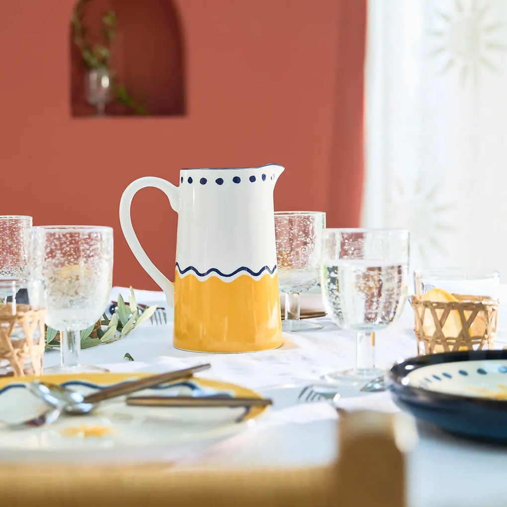 Set van 6 glazen op voet in bubbelglas, Faraji