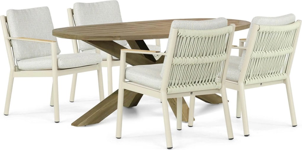 Tuinset 4 personen 200 cm Aluminium/rope Taupe Coco Sevilla/Boston