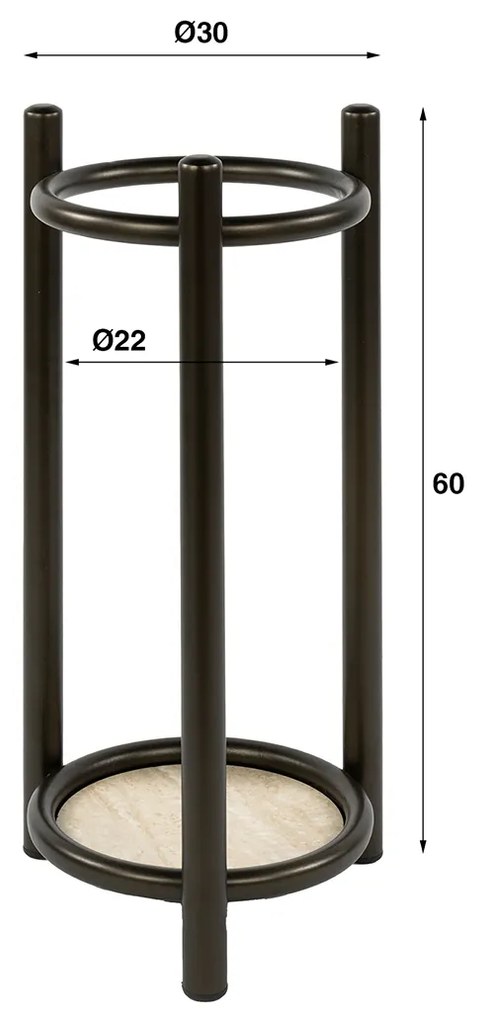 Ronde Paraplubak Met Bronskleurig Frame
