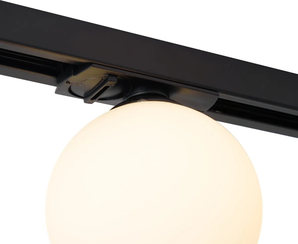 Modern railsysteem zwart met 2 spots en 3 hanglampen 1-fase - Slimline Eira