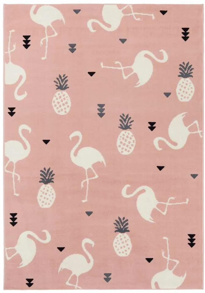 Vloerkleed Flamingo - roze - 160x225 cm - Leen Bakker