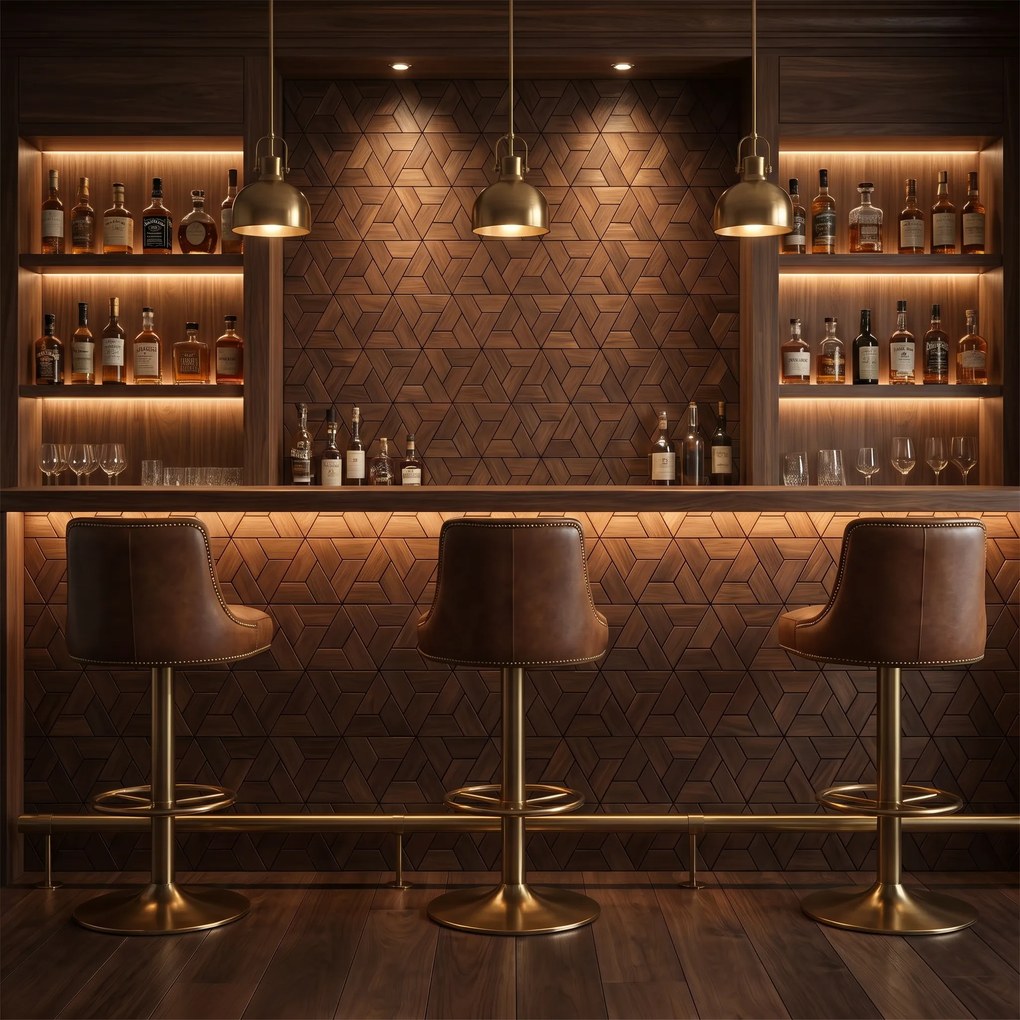 Decoratief Houten Wandpaneel | Aster Brown | 60×60 cm | Amerikaans Notenhout