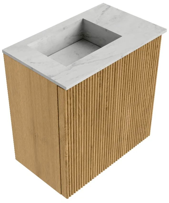 Mondiaz Joya DLux 40cm toiletmeubel oak met wastafel faye links 1 kraangat opalo